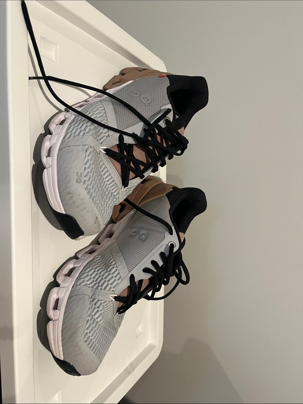 On Running Gray and Tan Women's Running Shoes